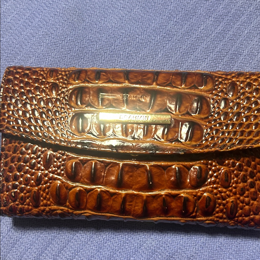 Brahmin Gold And Brown Crocodile Pattern Card Holder Brahmin Gold And Brown Crocodile Pattern Card Holder